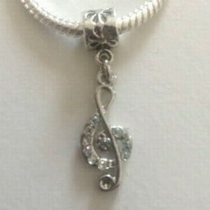 "TREBLE CLEF" Dangling Charm Bead For European Style Charm Bracelets or necklace